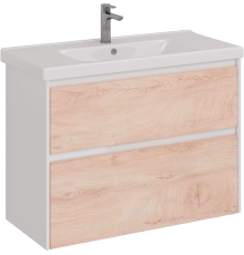 Тумба с раковиной Lemark Combi 100 дуб кантри, белая глянцевая