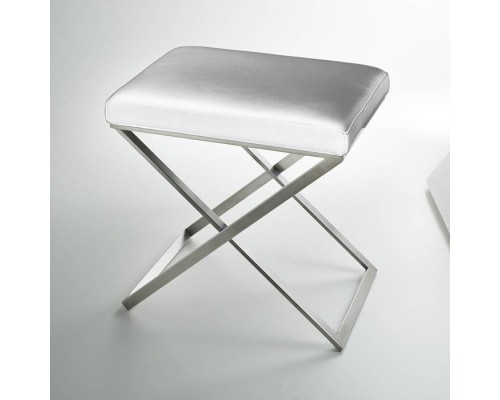 3SC LinoLone Стул с сиденьем из гладкой кожи 50хh50х36 см, цвет: белая кожа/никель сатинированный матовый. LONE/NX/01