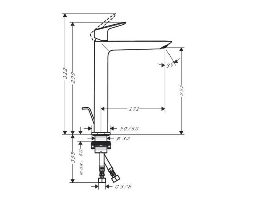 Hansgrohe Logis Смеситель для раковины, 1 отв., с донным клапаном, цвет: хром. 71257000 Hansgrohe Logis Смеситель для раковины, 1 отв., с донным клапаном, цвет: хром. 71257000