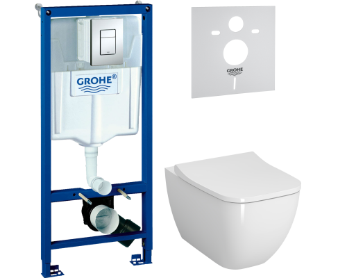 Комплект Унитаз подвесной VitrA Shift 7742B003-0075 белый глянцевый + Крышка Integra Square 191-003-009 с микролифтом + Инсталляция Grohe Rapid SL 38772001 3 в 1 с кнопкой смыва + Шумоизоляция 37131000