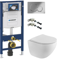 Комплект Унитаз подвесной BelBagno Libero BB11051CH-TOR/SC безободковый + Инсталляция Geberit Duofix UP 320 111.300.00.5 + Крепления 111.815.00.1 к стене + Кнопка Sigma 01 115.770.21.5 хром