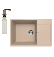 Мойка кухонная Ulgran Quartz Prima 760 десерт + дозатор UQ 02 десерт