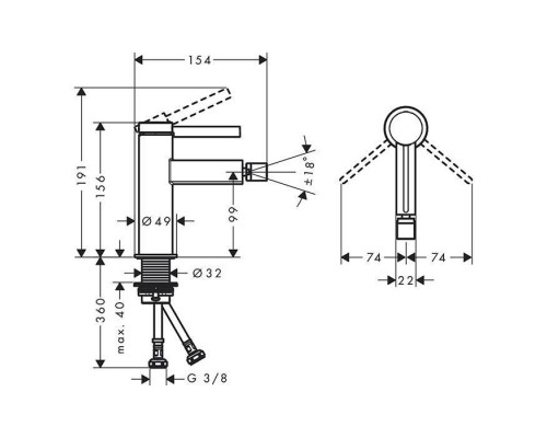 Hansgrohe Finoris Смеситель для биде, на 1 отв., с донным клапаном, цвет: хром. 76200000 Hansgrohe Finoris Смеситель для биде, на 1 отв., с донным клапаном, цвет: хром. 76200000