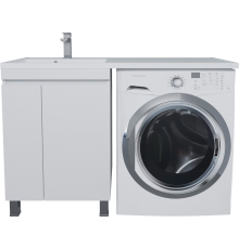 Тумба с раковиной Uperwood Magenta 50 L под стиральную машину, напольная, белая, с дверцами
