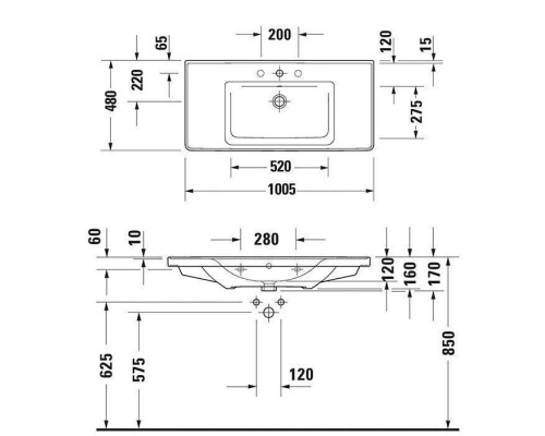 Duravit D-Neo Раковина 100.5х48см., накладная, с переливом, 1 отв., WonderGliss, цвет: белый. 23671000001 Duravit D-Neo Раковина 100.5х48см., накладная, с переливом, 1 отв., WonderGliss, цвет: белый. 23671000001