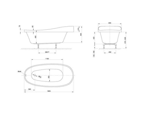 Knief Relax Fit Ванна 0400-268 встроенная 180x85x62см с ножками (перелив стандартный), без слива-перел, цвет: белый (продается со сливом 0100-091-06). 0100-091-06, 0400-278 Knief Relax Fit Ванна 0400-268 встроенная 180x85x62см с ножками (перелив стандартный), без слива-перел, цвет: белый (продается со сливом 0100-091-06). 0100-091-06, 0400-278