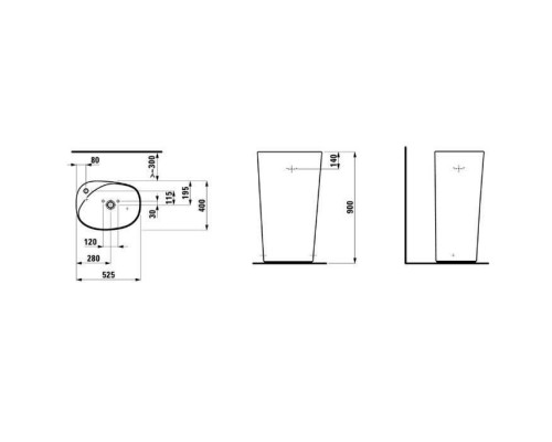Laufen Palomba Раковина 52.5х40х90 см, 1 отв., сифон,  цвет: белый. 8.1180.3.000.104.1