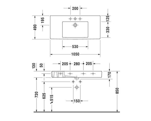 Duravit Vero Раковина 105х49 см, 1 отв., цвет: белый. 0329100000