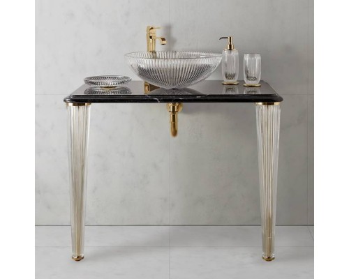 3SC Elegance Консоль 70х54хh97см с раковиной EL11, топ-мрамор emperador dark, сифон, напольная, цвет: золото 24к. Lucido. EL3070EMGD