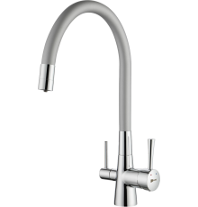 Смеситель для кухни Lemark Comfort LM3075C-Silver с гибким изливом, хром, серебристый