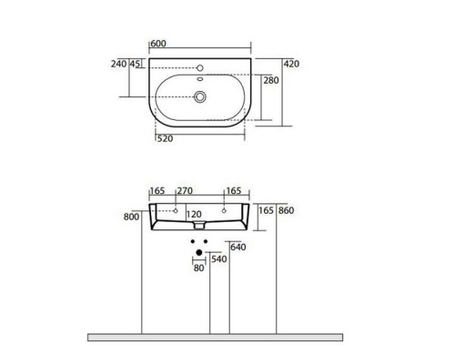 Kerasan Flo Раковина 60х42 см, 1 отв., цвет: белый. 314201*1 Kerasan Flo Раковина 60х42 см, 1 отв., цвет: белый. 314201*1