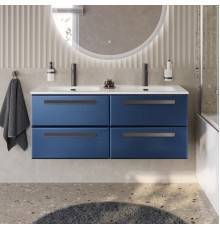 Тумба с раковиной Cezares Eco Cer-N 120, 4 ящика, sapfiro, раковина Eco 120, двойная, ручки матовые черные