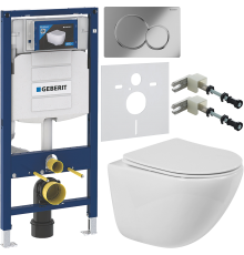 Комплект Унитаз подвесной BelBagno Amanda BB051CHR безободковый + Крышка BB051SC с микролифтом + Инсталляция Geberit Duofix UP 320 111.300.00.5 + Кнопка Sigma 01 115.770.21.5 хром + Крепления 111.815.00.1 к стене + Шумоизоляция 156.050.00.1