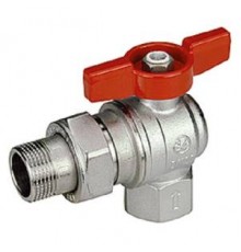 Краны шаровые Кран шаровой угловой с отводом, полнопроходной, 1/2”F x 1/2”M, ручка-бабочка, красная, ВР-НР, хромирован GIA R789X003