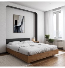 Кровать DIWO Кострома 3 160x200 см, с матрасом независимым пружиным блоком, дуб вотан, антрацит