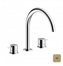 Almar Mixers Смеситель для раковины, 3 отв., без донного клапана, цвет: латунь брашированная PVD. E214004.HB