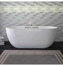 KNIEF Lotus Ванна отдельностоящая из материала Stone 170х75х63 см, с переливом и выпуском Click-Clack хром, с ручками, цвет:белый матовый. 0600-610-01