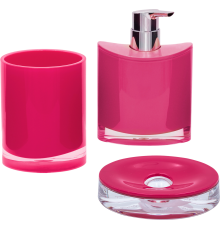 Набор Стакан Ridder Gaudy Gaudy 2231102 розовый + Мыльница Gaudy 2231302 розовая + Дозатор Gaudy 2231502 розовый