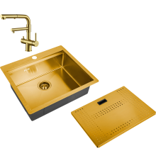 Комплект Мойка кухонная Zorg Master N-5952 Bronze + Смеситель Sanitary SZR-3216 Bronze бронза