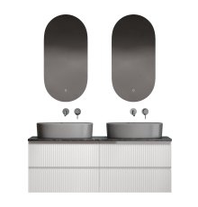 Мебель для ванной комнаты Sancos Snob R 140, bianco, столешница черный мрамор TT140A1, раковина CN6048MDH