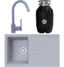 Комплект Мойка кухонная TopZero TopGran Claudia 860.500-49 titan 49 + Смеситель Romeo titan 49 + Измельчитель Bone Crusher BC 810-AS