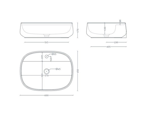 Artceram Whisky 60 Раковина накладная 60х45см., с 1 отв., покрытие saniglaze, цвет: белый. WHL002 01 34
