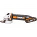 Угловая шлифмашина аккумуляторная WORX WX800,20В, 115 мм, 2*2,0Ач, кейс