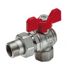 Шаровой кран Tiemme с американкой угловой, полнопроходной Н/В 1/2  бабочка. 2120008