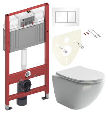 Комплект Унитаз подвесной Ceramicanova Metropol CN4002 безободковый + Инсталляция TECE Base 9400413 4 в 1 с кнопкой смыва