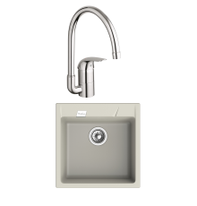 Комплект Мойка Rivelato Raum RM-50 topazio + Смеситель Grohe Euroeco