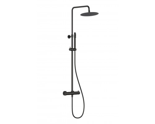 AQM8006MB Душевая система с термостатом, Ø250, 1/1 режим, латунная лейка, цвет черный матовый AQM8006MB