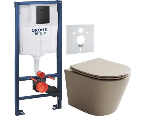 Комплект Унитаз подвесной Ceramicanova Balearica Rimless CN6000MC капучино матовый + Шумоизоляция Grohe + Инсталляция Solido 38811KF0 3 в 1 с кнопкой смыва Комплект Унитаз подвесной Ceramicanova Balearica Rimless CN6000MC капучино матовый + Шумоизоляция Grohe + Инсталляция Solido 38811KF0 3 в 1 с кнопкой смыва
