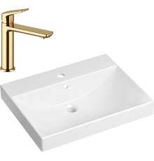 Комплект Раковина Lavinia Boho Bathroom Sink 33311012 + Смеситель Wellsee ICON! for life 182303000 золото