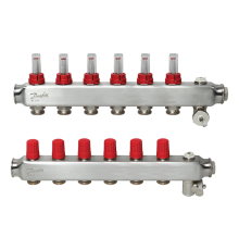 Комплект коллекторов Danfoss SSM-6F с расходомерами, 6 контуров. 088U0756
