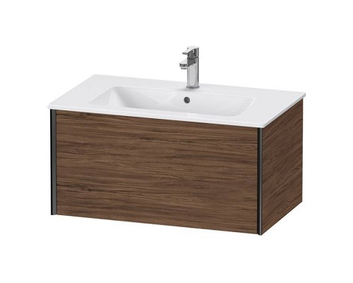 Duravit XViu Тумба подвесная 81x48x40см, с раковиной, 1 ящик, цвет: walnut dark/черный матовый. 2336830000, XV40260B221 Duravit XViu Тумба подвесная 81x48x40см, с раковиной, 1 ящик, цвет: walnut dark/черный матовый. 2336830000, XV40260B221