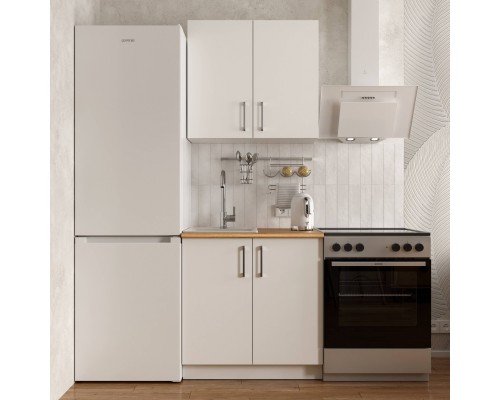 Кухонный гарнитур Domaci Болонья 140 см, фасад белый, ручка хром, столешница дуб вотан KUH-708114