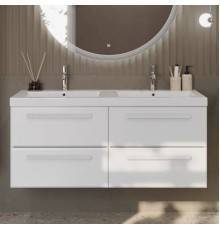 Тумба с раковиной Cezares Eco 120 4 ящика, ручки сатин, bianco opaco