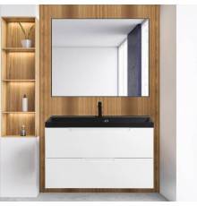 Мебель для ванной комнаты BelBagno Vittoria 100 подвесная, bianco lucido, черная матовая раковина