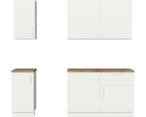 Кухонный гарнитур Domaci Болонья 220 см, фасад белый, ручка хром, столешница дуб вотан KUH-708332