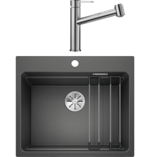 Комплект Мойка Blanco Etagon 6 темная скала + Смеситель Ambis-S 523119