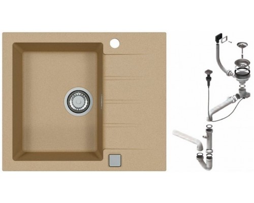 Alv 1132019 Gr Cadit 10 Beige G55 Мойка I обор., 1 чаша, 3½, 590х500х198 мм+сифон 1132823, шк 450 1132019