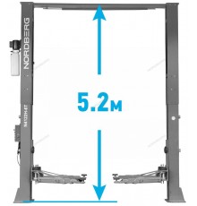Подъемник двухстоечный 6 т Long, верхняя синхронизация, 380 В, серый NORDBERG N4122H1E-6G_380
