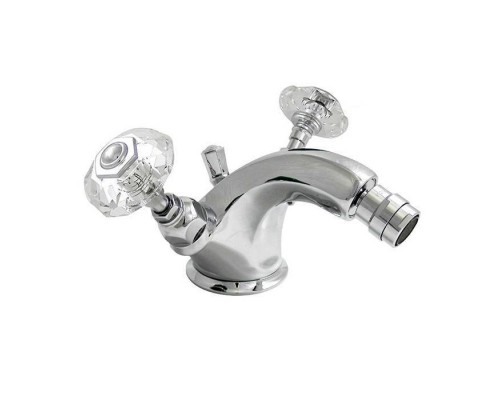 Nicolazzi Teide Смеситель для биде с донным клапаном, излив: 118 мм, ручки Crystal handle, цвет: хром. 1934CR15