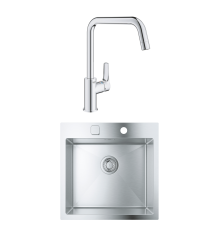 Комплект Мойка Grohe K800 31583SD1 нержавеющая сталь + Смеситель Eurosmart