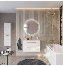 Мебель для ванной комнаты Cezares Eco Cer-N 80, bianco lucido, раковина Eco 80, ручки сатиновое золото
