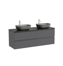 Тумба с раковиной Sancos Folk 140, grey soft, столешница черный мрамор TT140A1X, раковина CN6009MDH