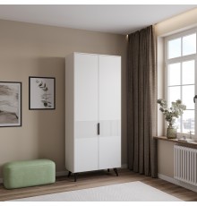 Шкаф для одежды DIWO Краснодар 90x215x43 см, двуxдверный, белый, ручка черная