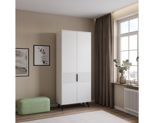 Шкаф для одежды DIWO Краснодар 90x215x43 см, двуxдверный, белый, ручка черная