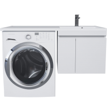 Тумба с раковиной Uperwood Magenta 50 R под стиральную машину, подвесная, белая, с дверцами