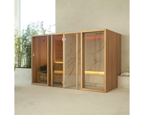 Effegibi Yoku Spa Shelf СаунаХаммам 444x170х217см, пристенная, цвет: чёрный орех/Calacatta Gold Extra. YO 70 31 0004 Effegibi Yoku Spa Shelf СаунаХаммам 444x170х217см, пристенная, цвет: чёрный орех/Calacatta Gold Extra. YO 70 31 0004